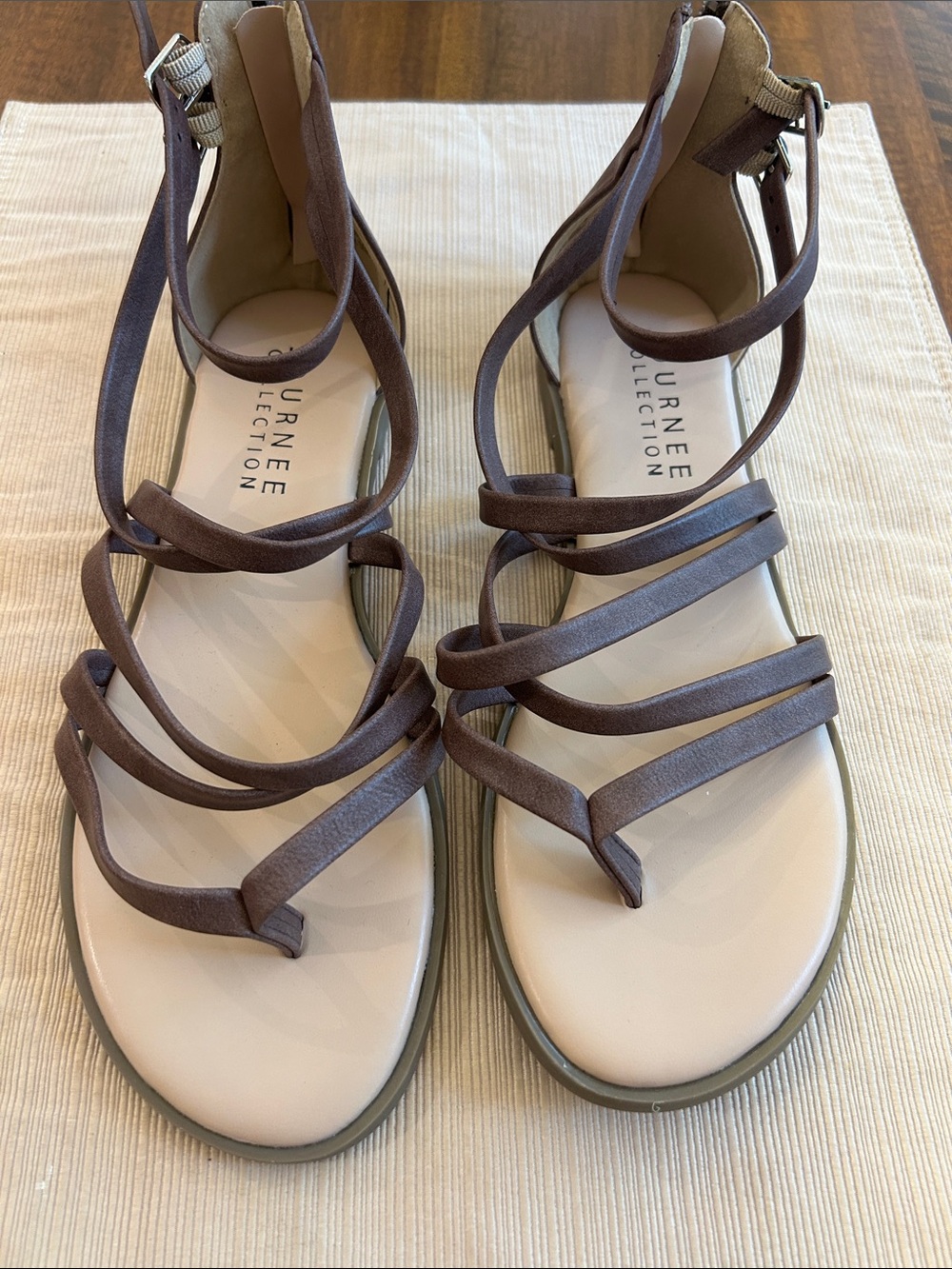 Journee Collection Brown Strappy Gladiator Sandals
